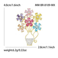 Alloy Colorful Zircon Flower Basket Brooch For Suits And Dresses view 6