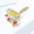 Copper Colorful Zircon Bird Brooch Cute Fashion Lapel Pin view 3