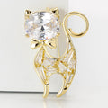 Alloy Zircon Cat Lapel Pin Creative Animal Brooch For Clothing view 2