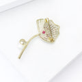 Alloy Micro Pave Zircon Leaf Brooch For Suits And Evening Dresses view 4