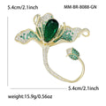 Alloy Crystal Zircon Magnolia Brooch Pin For Elegant Women's Wear view 3