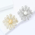 Copper Zircon Freshwater Pearl Flower Brooch Pin For Suit Decoration view 3