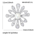Copper Zircon Freshwater Pearl Flower Brooch Pin For Suit Decoration view 5
