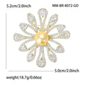 Copper Zircon Freshwater Pearl Flower Brooch Pin For Suit Decoration view 4