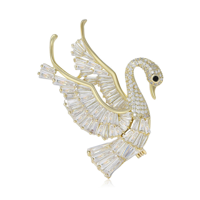 Alloy Zircon Swan Brooch Pin For Coats And Jackets