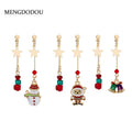 Elegant Christmas Star Tassel Alloy Enamel Snowman Santa Bell Crystal Bead Long Drop Earrings view 1
