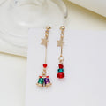 Elegant Christmas Star Tassel Alloy Enamel Snowman Santa Bell Crystal Bead Long Drop Earrings view 3