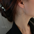 Gold Plated Copper Korean Wave Threader Tassel Drop Earrings Minimalist Long Design view 1