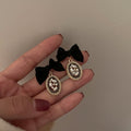 Alloy Pearl Bow Stud Earrings With Rhinestone French Vintage Fashion OL Style Ear Jewelry view 1