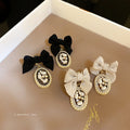 Alloy Pearl Bow Stud Earrings With Rhinestone French Vintage Fashion OL Style Ear Jewelry view 3