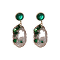 Korean Irregular Hollow Acrylic Emerald Geometric Stud Earrings For Women Office Style view 5