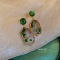 Korean Irregular Hollow Acrylic Emerald Geometric Stud Earrings For Women Office Style view 3