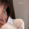 Korean Irregular Hollow Acrylic Emerald Geometric Stud Earrings For Women Office Style view 2