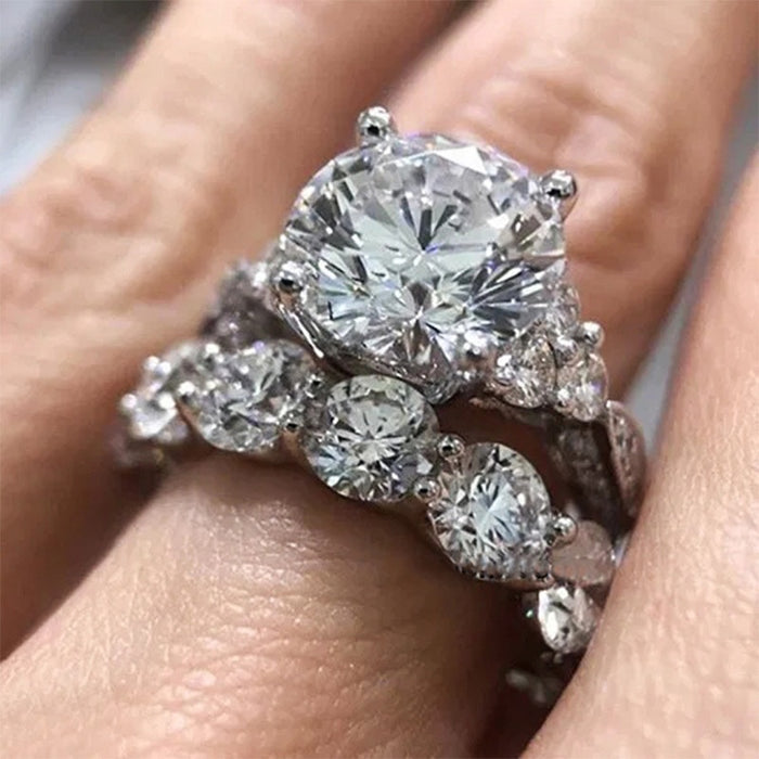 Oversized Zircon Stack Ring Set European Fashion Women Couple Wedding Engagement Rings