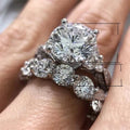 Oversized Zircon Stack Ring Set European Fashion Women Couple Wedding Engagement Rings view 2