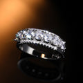 European American Trendy Full Pave Zircon Index Finger Ring, Fashion Stackable Band Jewelry view 1