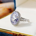 European Fashion Oval Topaz Engagement Ring With Fine Zircon Accents For Women view 4