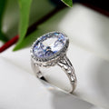 European Fashion Oval Topaz Engagement Ring With Fine Zircon Accents For Women view 2