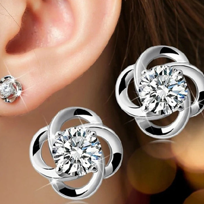Hollow Floral Stud Earrings For Women, Korean Japanese Style Slim Face Ear Jewelry