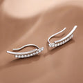 Korean Style Curved Smile Stud Earrings For Women, Minimalist Double Layer Sparkling Zircon Jewelry view 2