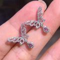 Luxury Pink Cubic Zirconia Butterfly Stud Earrings With Pave Wedding Drop Design For Women view 3