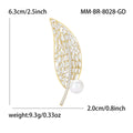 Alloy Leaf Brooch With Zircon And Pearl For Clothing Fastening view 6
