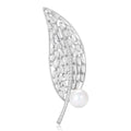 Alloy Leaf Brooch With Zircon And Pearl For Clothing Fastening view 2