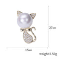 Alloy Zircon Cat Brooch With Pearl For Collar Decoration view 5