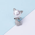 Alloy Zircon Cat Brooch With Pearl For Collar Decoration view 4