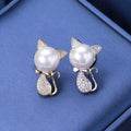 Alloy Zircon Cat Brooch With Pearl For Collar Decoration view 1