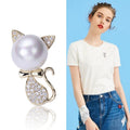 Alloy Zircon Cat Brooch With Pearl For Collar Decoration view 2