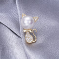 Alloy Zircon Cat Brooch With Pearl For Collar Decoration view 3