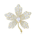 Alloy Zircon Maple Leaf Brooch Pin For Elegant Nature Style view 1