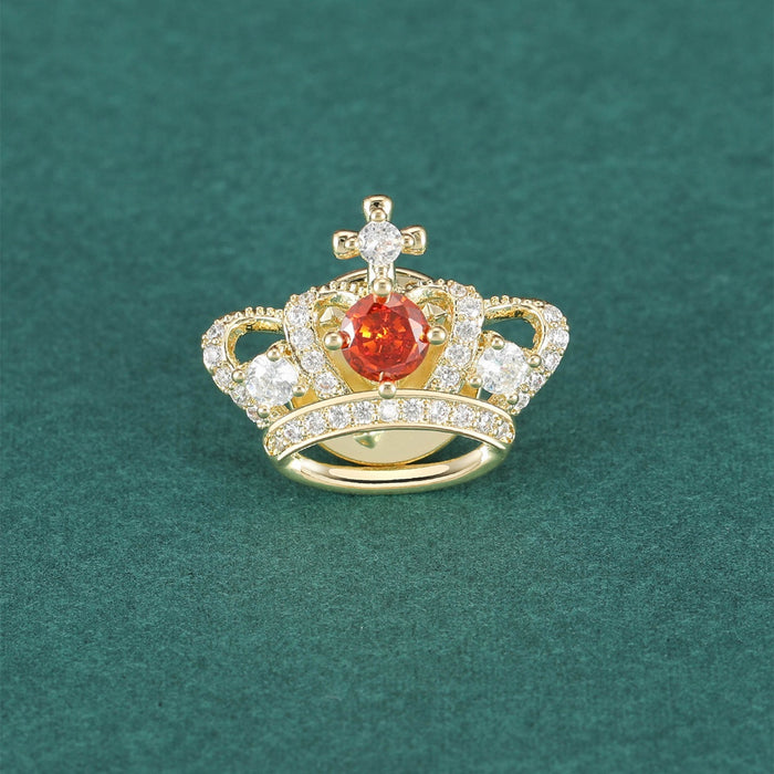 Alloy Zircon Crown Brooch Luxury Small Lapel Pin For Women
