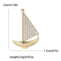 Micro Paved Zircon Sailboat Brooch Pin For Shirts And Suits view 4