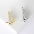 Micro Paved Zircon Sailboat Brooch Pin For Shirts And Suits view 1