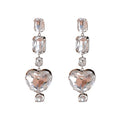 Alloy Rhinestone Heart Stud Earrings For Women, European Statement Light Luxury Style view 5