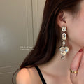 Alloy Rhinestone Heart Stud Earrings For Women, European Statement Light Luxury Style view 4