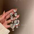 Alloy Rhinestone Heart Stud Earrings For Women, European Statement Light Luxury Style view 1