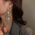 Alloy Rhinestone Heart Stud Earrings For Women, European Statement Light Luxury Style view 2