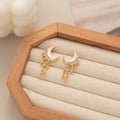 Elegant Gold Alloy Crescent Moon Star Tassel Rhinestone Enamel Stud Drop Fashion Earrings view 4
