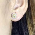 Fashion Micro Pave Yellow Zircon Stud Earrings Colorful Gemstone Style Supply view 3