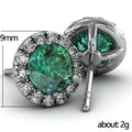 European American Shiny Geometric Single Stone Zircon Stud Earrings Elegant Women Ear Jewelry view 2