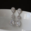 Sparkling Long Bridal Drop Earrings With Rhinestone Inlay Creative Evening Jewelry For Women view 2