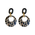 Acrylic Leopard Print Geometric Hoop Earrings With Silver Pins, Retro European Style view 5