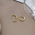 Elegant Textured Alloy Round Hoop Ear Cuffs Minimalist Geometric Small Circle Huggie Earrings view 4