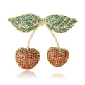 Copper Zircon Cherry Brooch For Fashion Garment Decoration view 5