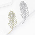 Alloy Zircon Feather Brooch For Elegant Suit And Coat Decoration view 3