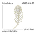Alloy Zircon Feather Brooch For Elegant Suit And Coat Decoration view 4