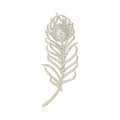 Alloy Zircon Feather Brooch For Elegant Suit And Coat Decoration view 2